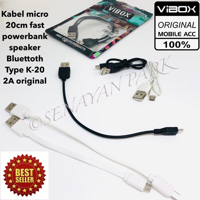 KABEL MICRO 20CM TYPE K-20 POWERBANK SPEAKER KABEL CHARGER POWERBANK SPEAKER 20CM