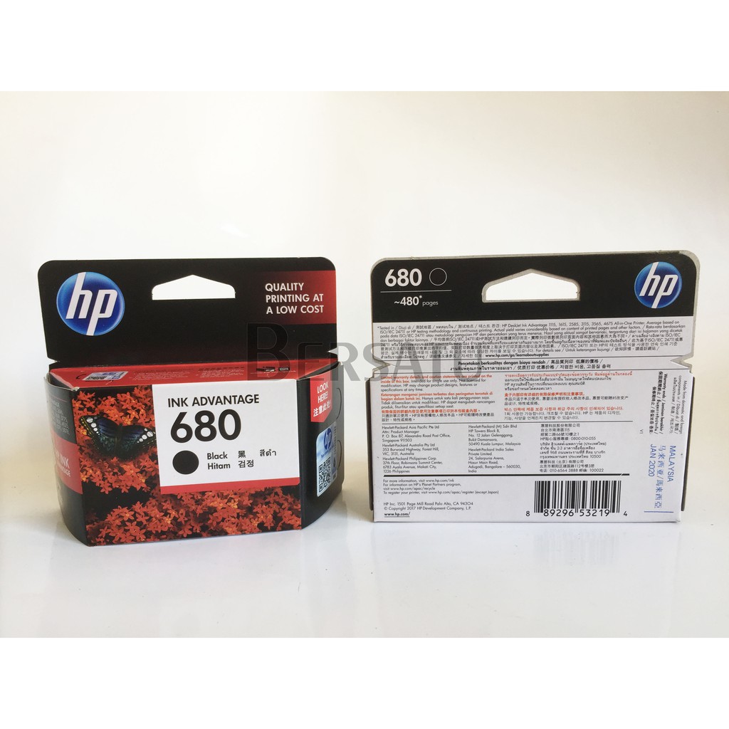 Cartridge HP 680 Original Black ∫ Tinta HP680 Bk/Hitam New F6V27AA Ori ♕ L0 SS Q1