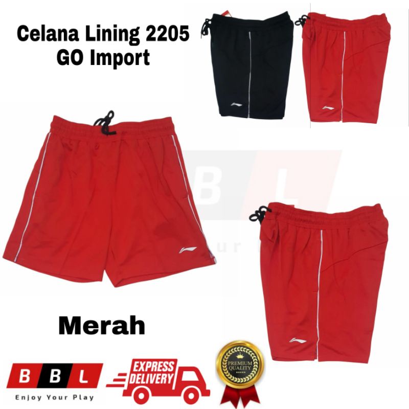 Celana Lining 2205 Merah Grad Ori Import Celana badminton Murah Celana bulutangkis terbaru training 