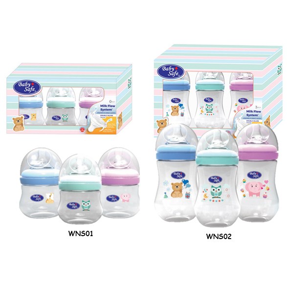 Baby Safe Wide Neck Bottle 125 / 250 ml - Botol Susu Bayi WNS001 / WNS002 Tanpa Box