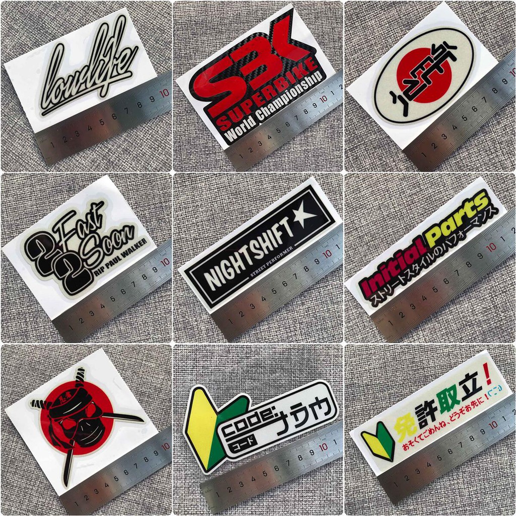 1PCS JDM 2021 Reflective Car Decals Fashion Motorcycle Stickers Helmet Decoration(49 Styles Are Available)