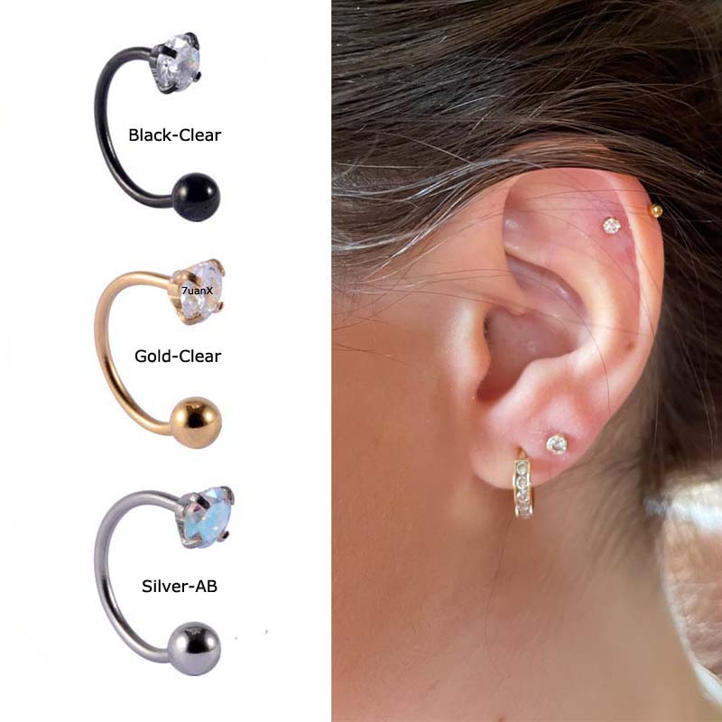 1 Piece Horse Shoe Ring Stainless Steel Helix Lobe Piercing Female 20 Gauge