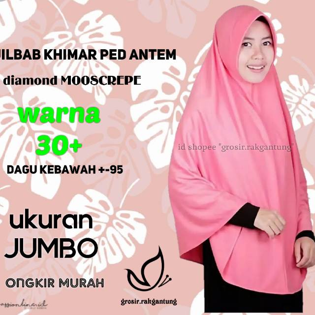 Jilbab instan khimar ped antem JUMBO, jilbab syar'i cantik bergo segitiga,segiempat,salwa,non rempel