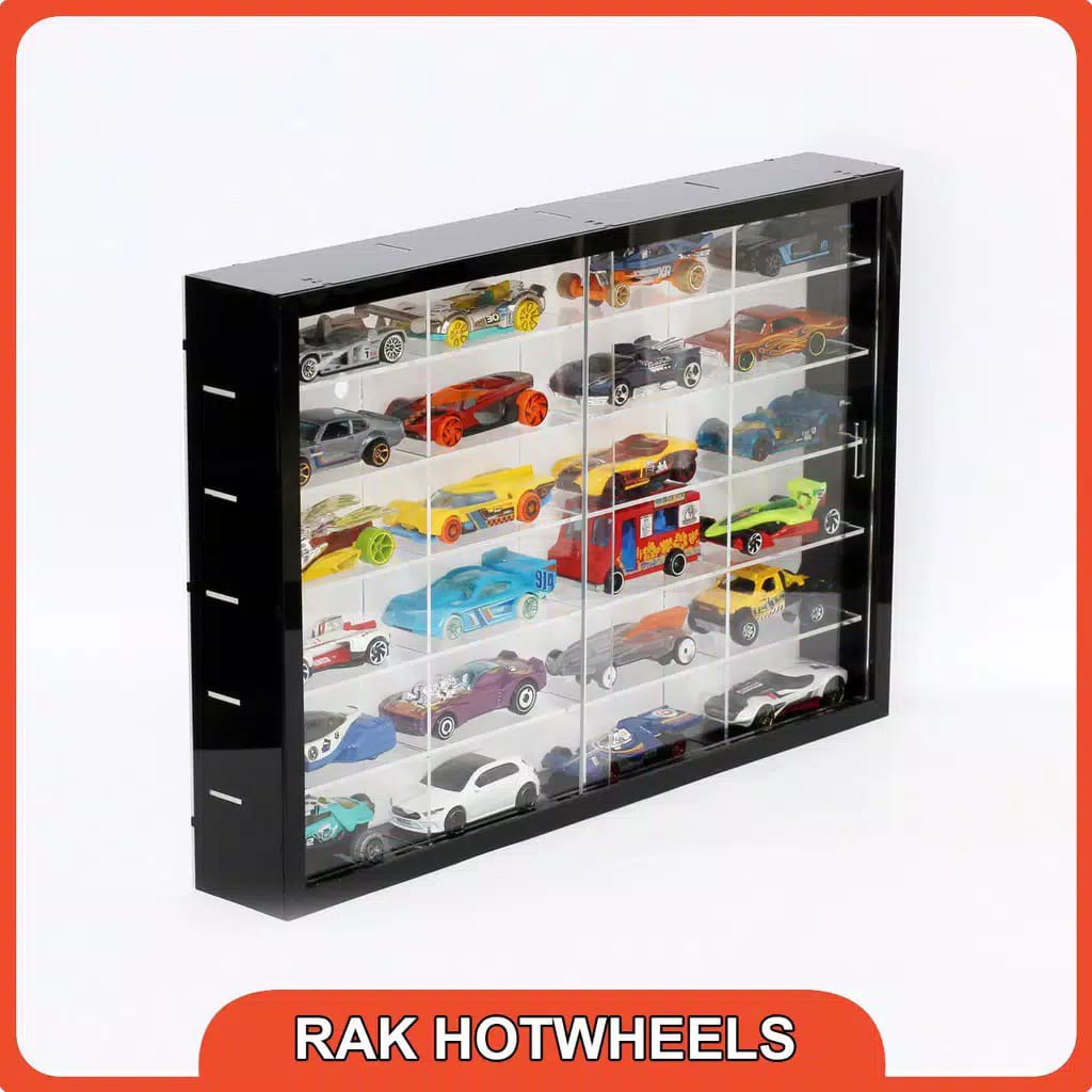 Rak DISPLAY Hotwheels Acrylic Akrilik Isi 24 No Header Slim Fit Edition Skala 1:64 TANPA LOGO