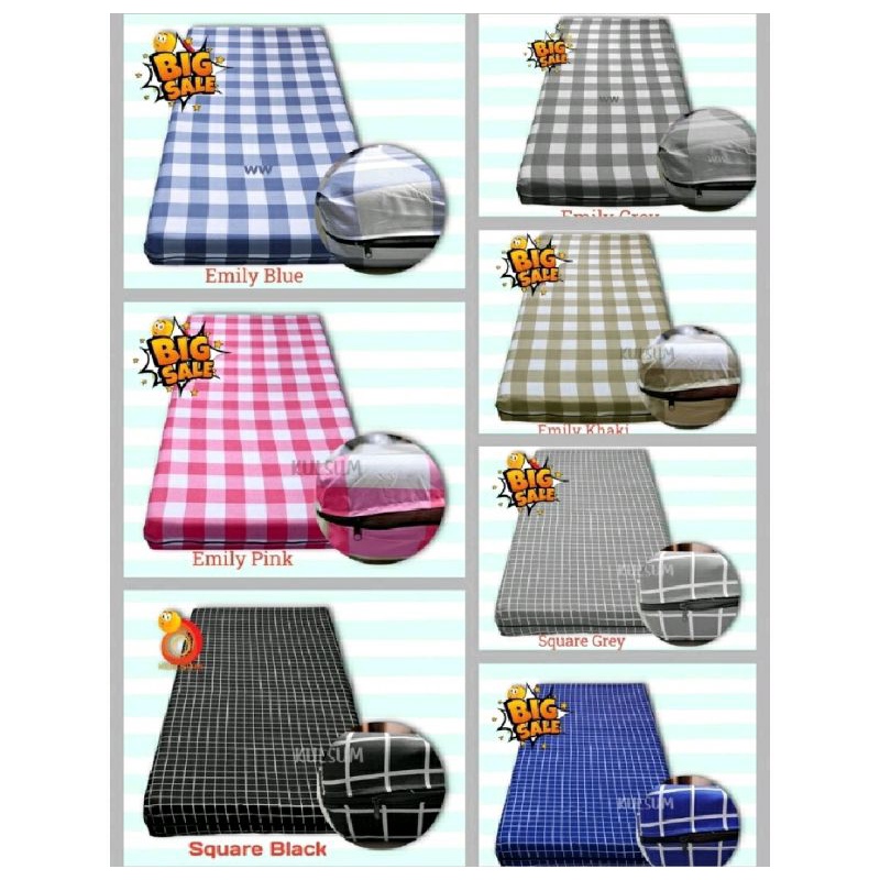 SARUNG KASUR MOTIF KOTAK ALA KOREA