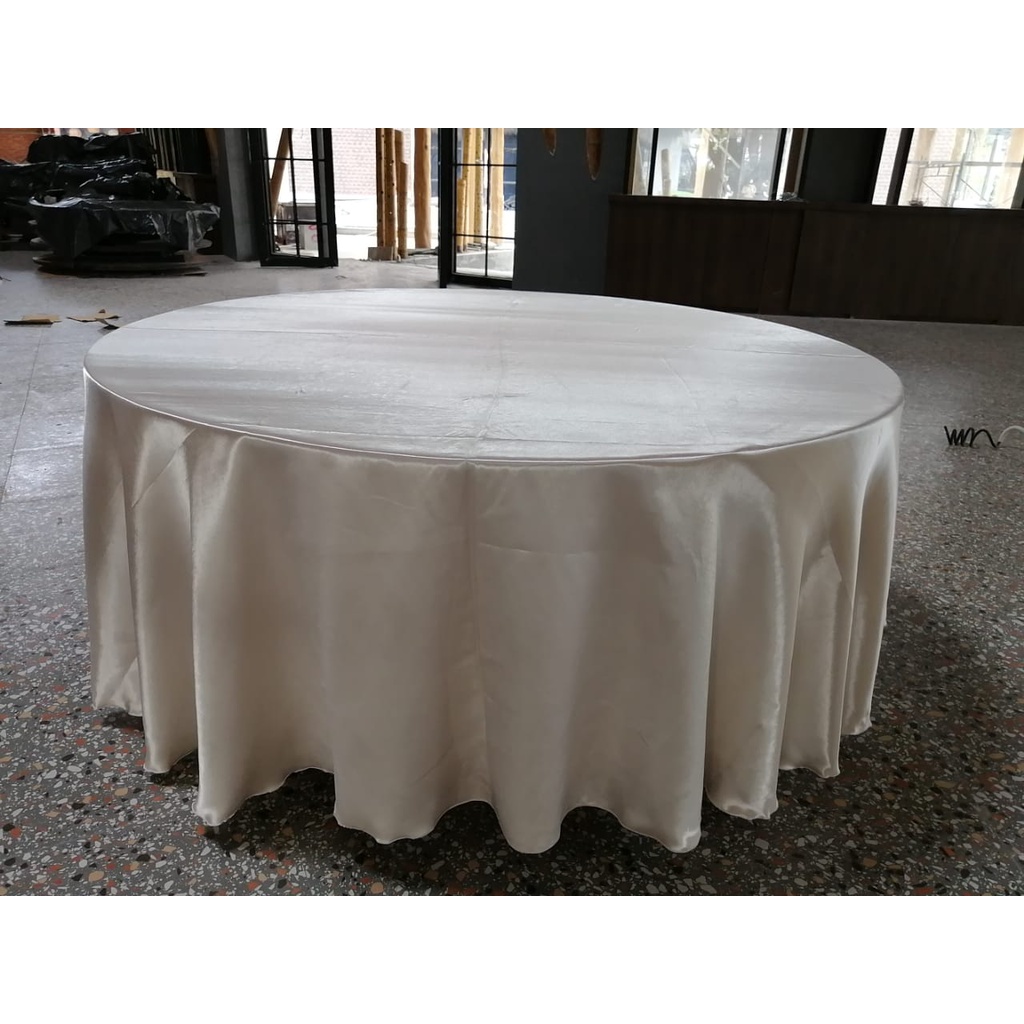 Round table cloth/taplak meja varian warna satin blackout D 270 cm