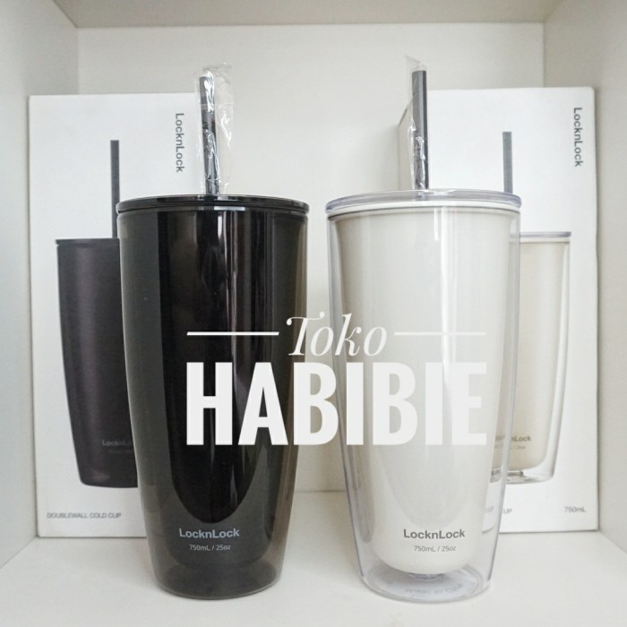 Lock n Lock Botol Minum Double Wall Cup 750 ml Tumbler Tempat Minum - Hitam KODE 123