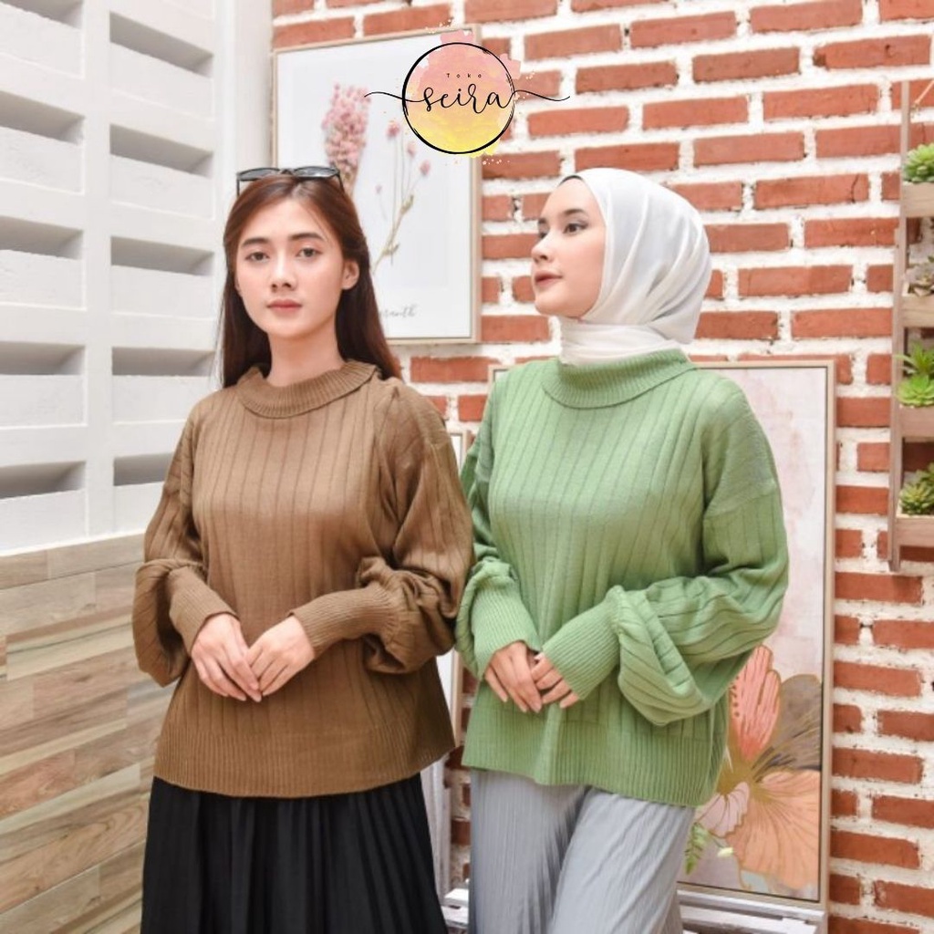 [BISA COD] Rajut Jovanka Oversize / Turtleneck Knitwear Arsyilla Puffy / Rajut Jovanka Oversized Turtle Neck