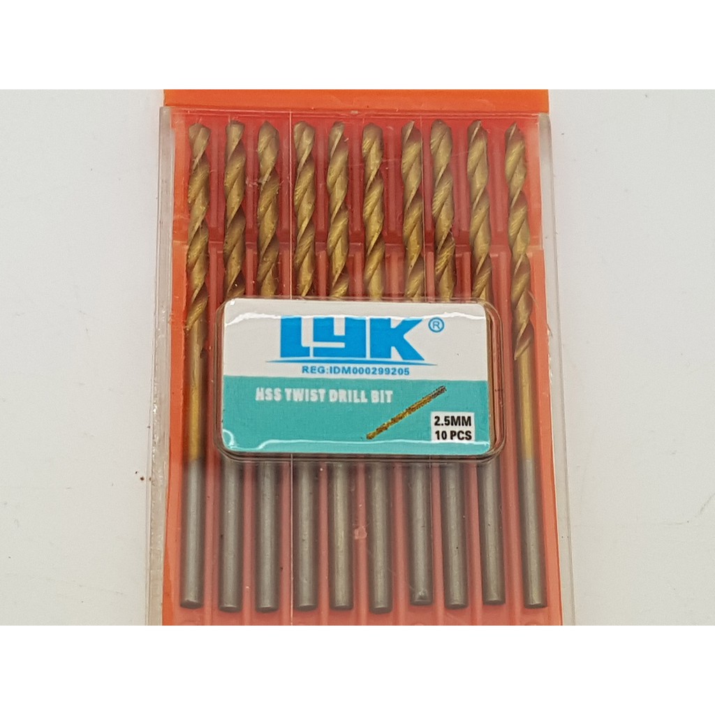 Mata bor LYK mini drill 2.5 mm isi 10 pcs titanium coated