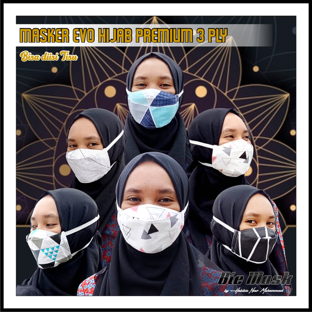 MASKER HIJAB 3 PLY EVO KOREAN STYLE / BISA DIISI TISU