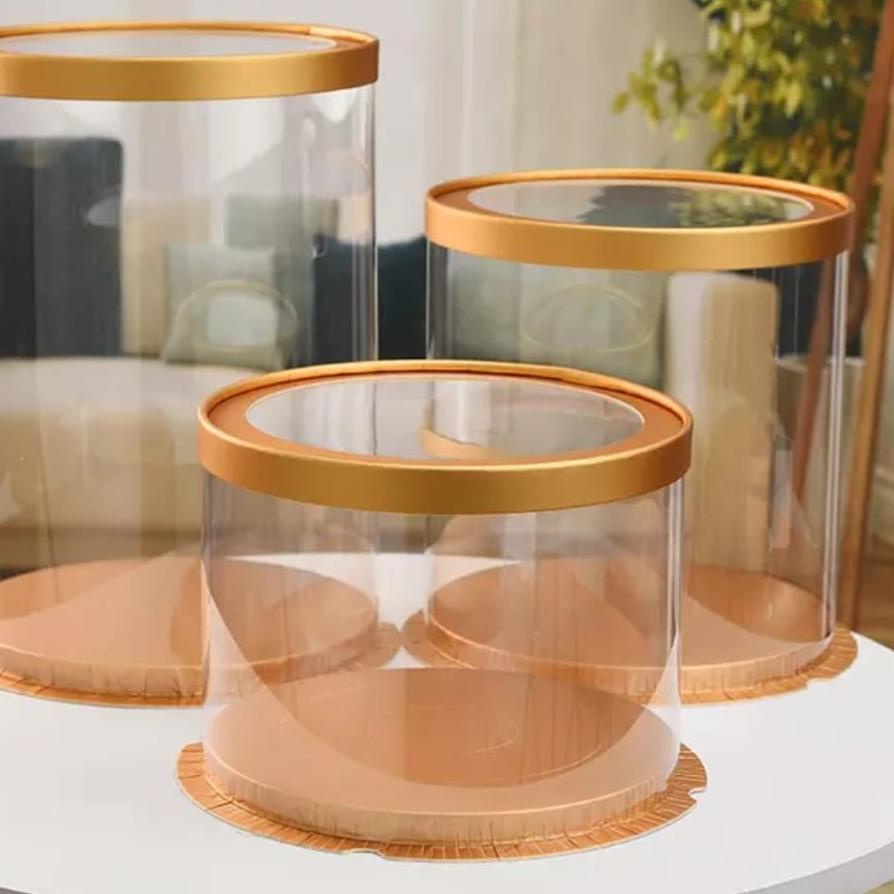 

Flash Sale - Cake Box Bulat Dus Kue Kotak Kue Transparant Mika PET 22x22 cm .,