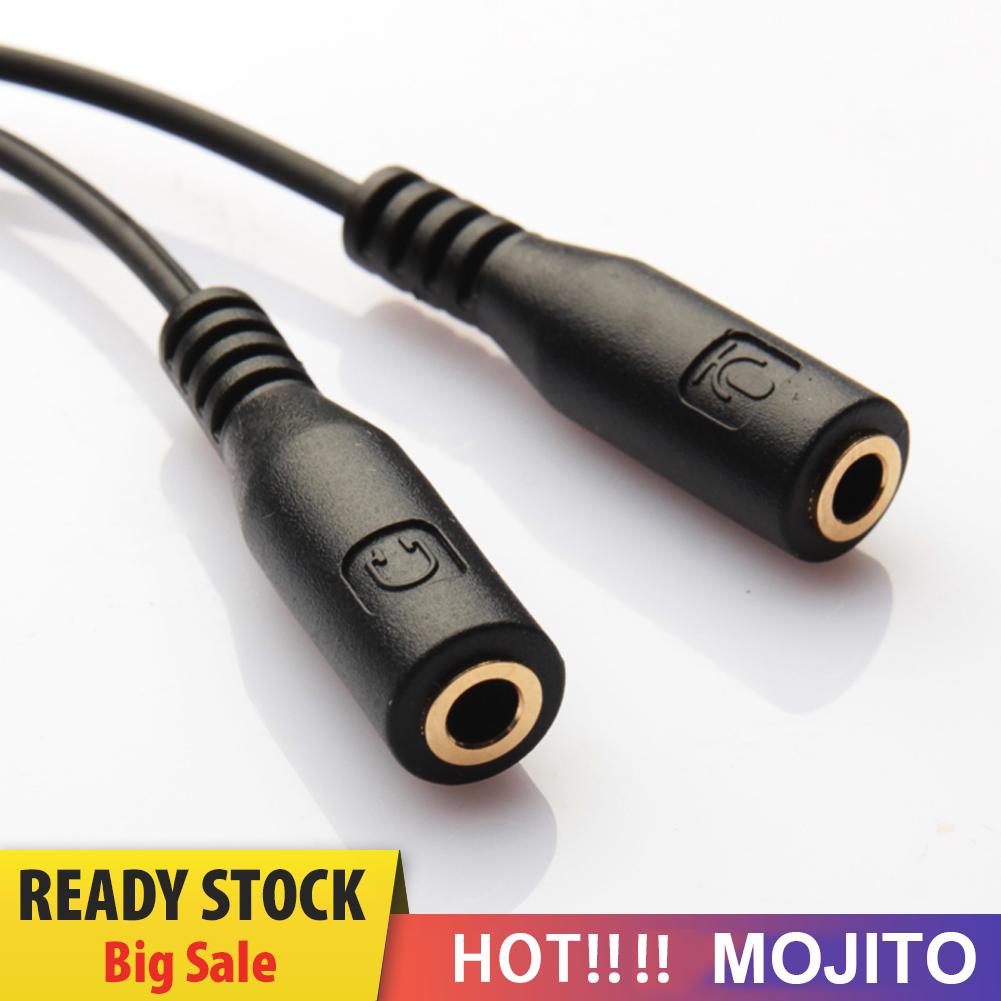 MOJITO 3.5mm Stereo Audio Male to 2 Female Headphone Mic Y Splitter Cable Adapter