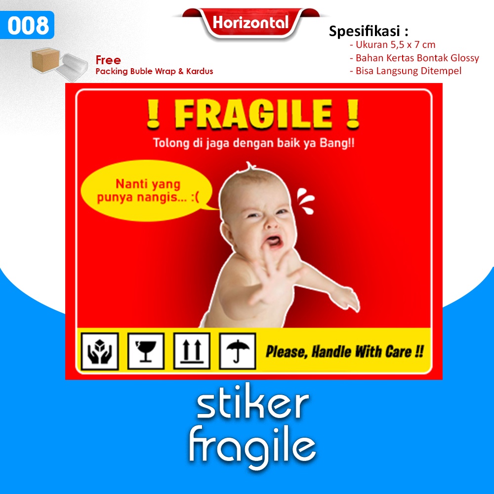 Stiker Fragile / Stiker Pecah Belah / Stiker Pengiriman Olshop / Stiker Unboxing Horizontal-8