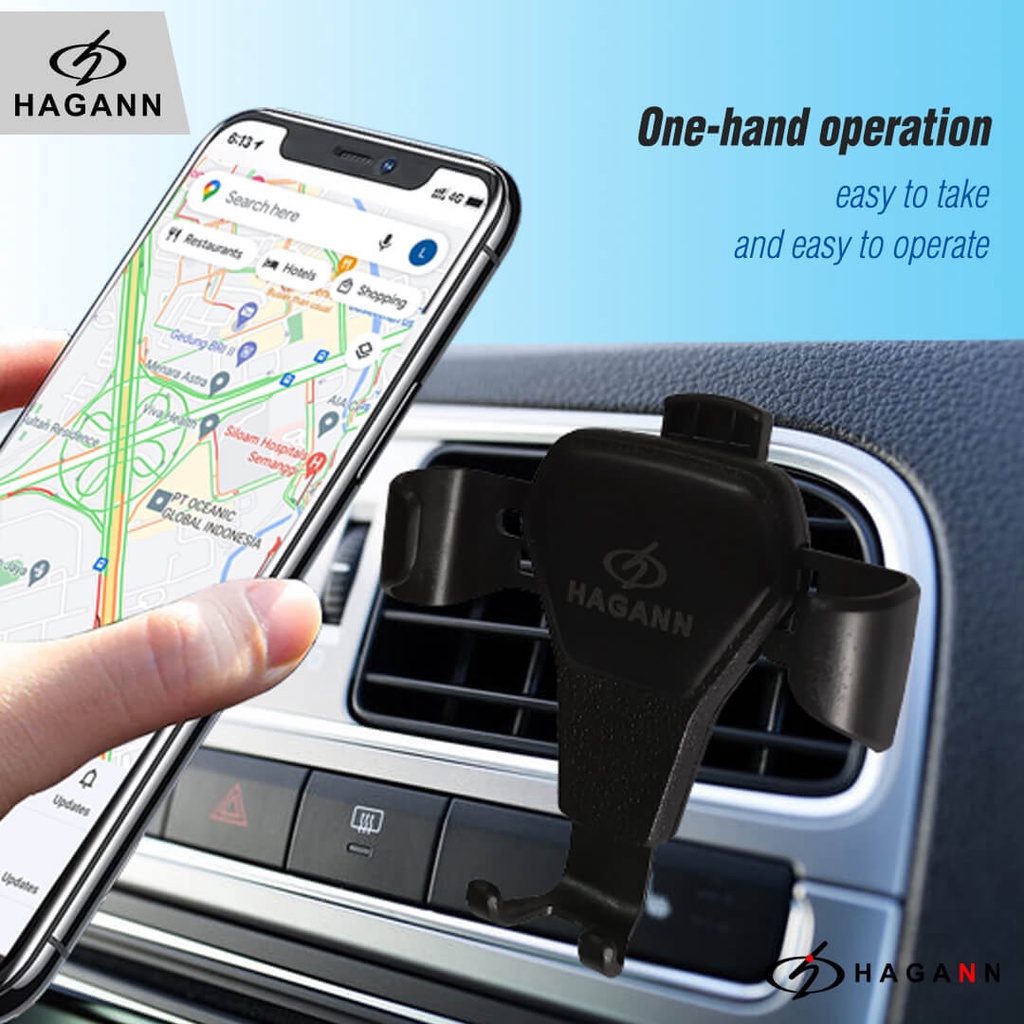 HAGANN CHO-1101 Holder HP Mobil AC | Gravity Car Phone Stand Jepit | Dudukan HP Di Mobil – Garansi 1 Tahun