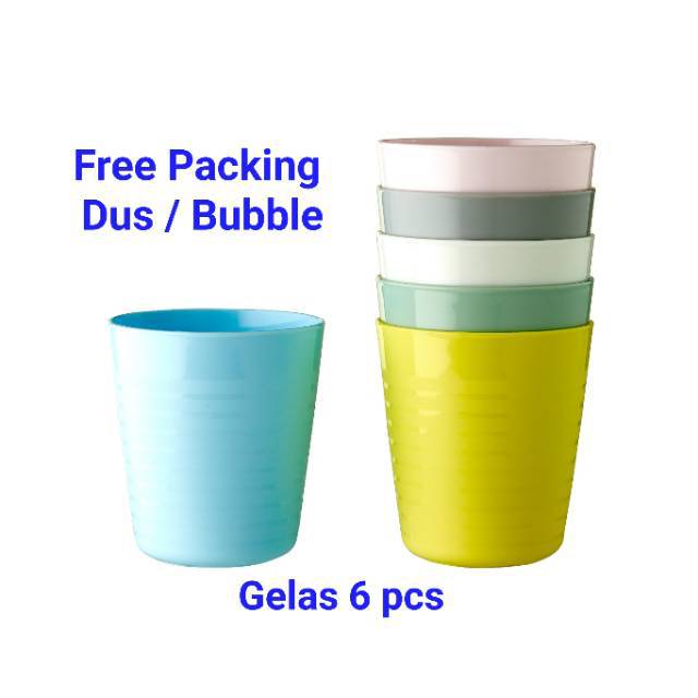 Mug Gelas plastik anak 6 pcs warna pastel minum