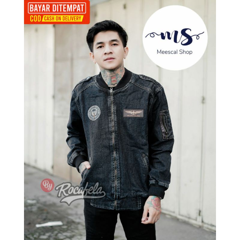 Jaket Jeans Pria Rocafela 100%Original Distro ~ Jaket jeans Bomber