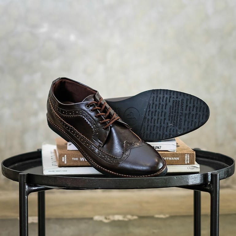 Longwing Brown | Sepatu Pantofel Coklat Pria Kasual Kerja Fantopel Pantopel Casual | FORIND x Giant