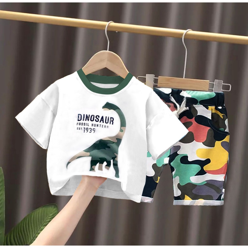 PROMO-SETELAN ANAK BAJU ANAK 1-5 TAHUN  ARMY DINO SETELAN ANAK LAKI-LAKI PAKAIAN ANAK LAKI-LAKI KAOS ANAK LAKI-LAKI BAJU ANAK TERBARU