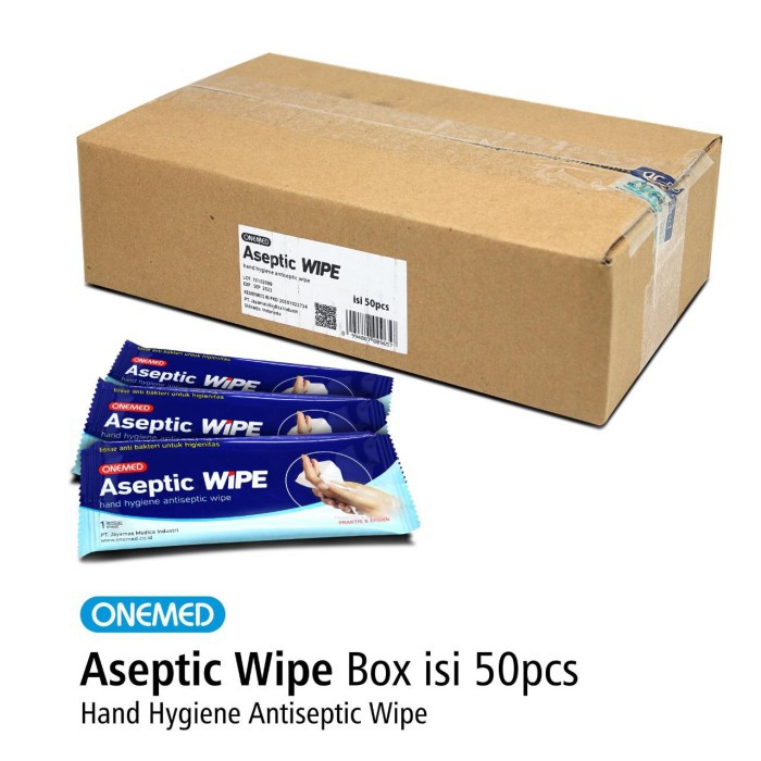 Onemed Onewipe / Aseptic wipe tisu Basah Tissue Desinfektan 1 Box Isi 50 Sachet