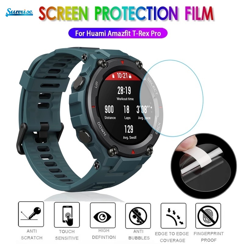 Pelindung Layar Tempered Glass Full Cover Anti Gores / Ledakan Sensitivitas Tinggi Untuk Huami Amazfit T-Rex / T-Rex Pro