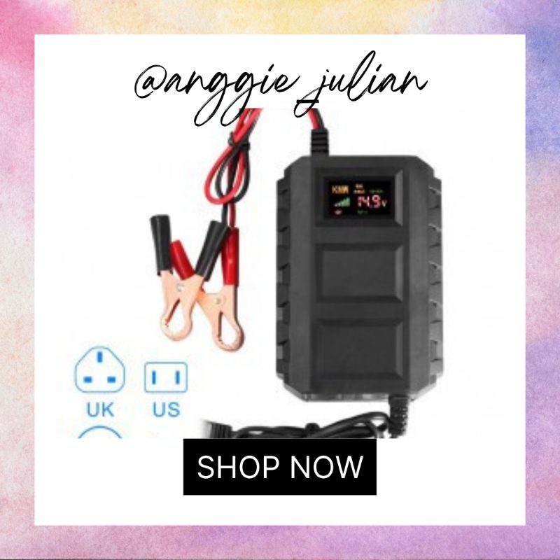 Charger Aki Portable Cas Aki Accu 12V 20A Mobil dan Motor Dengan LCD Indikator
