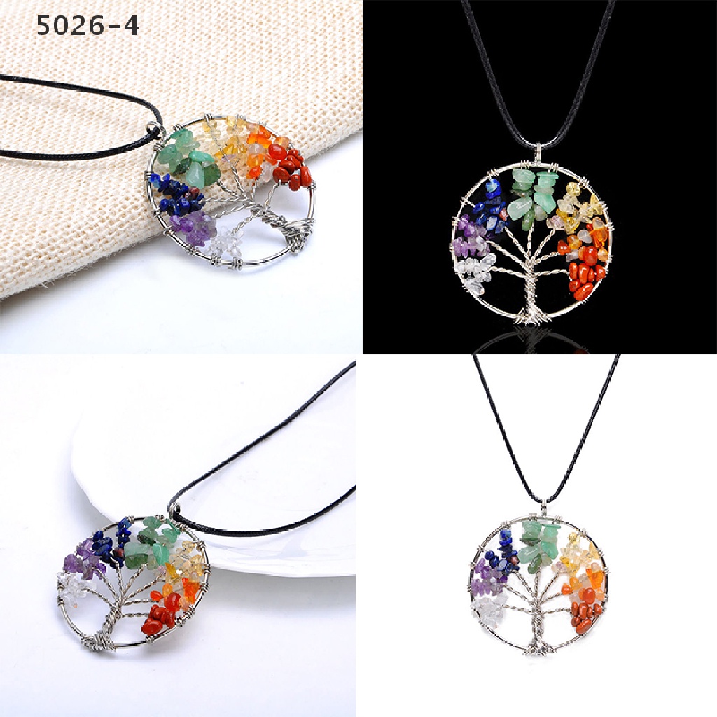 5026-4 Hot Life Tree Pendant Necklace Natural Crystal Quartz Gemstone 7 Chakra Healing 5026-4