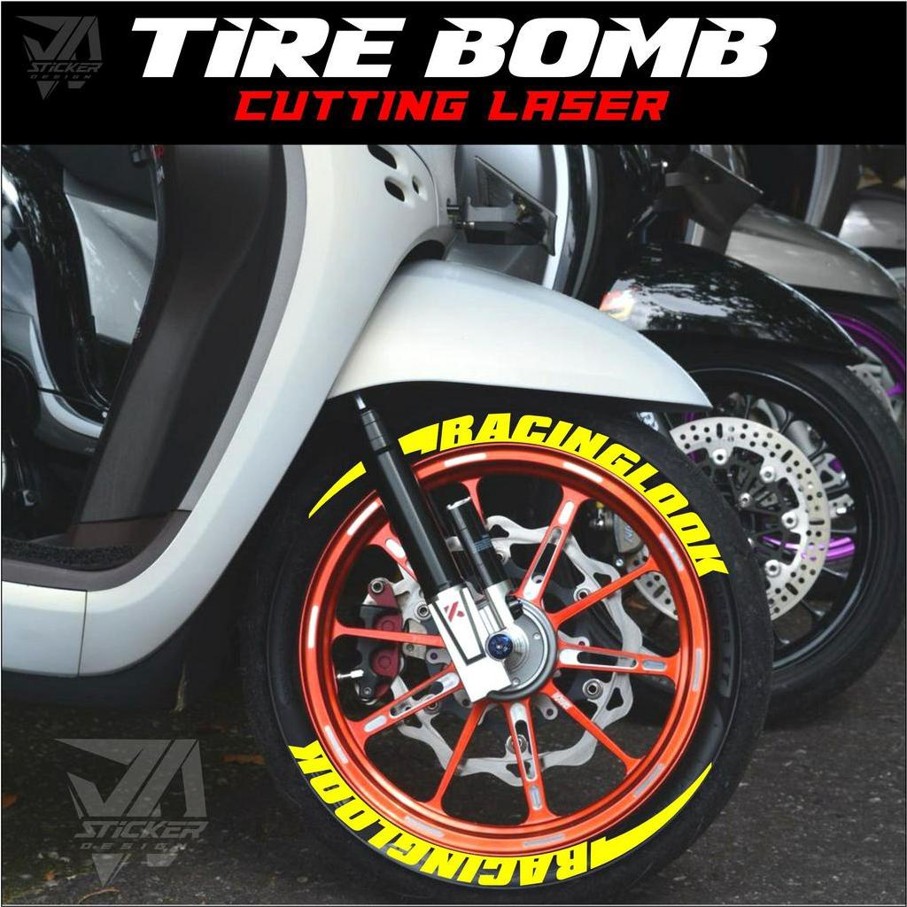 Sticker Ban Beat Vario Mio / Font Ban / Tire Bomb / 3D stiker ban Racing Look JP-16