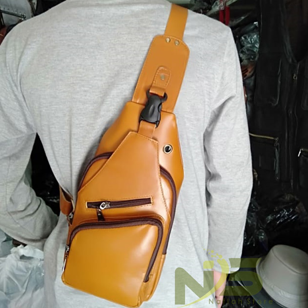 Tas Selempang Kulit Pria Wanita WaistBag Kulit Asli Garut