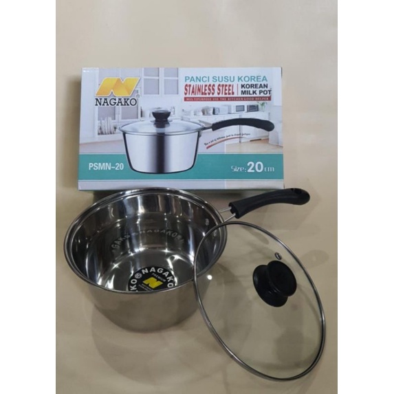 Panci Korea Stainless Panci Susu Tutup Kaca Panci Masak Mie