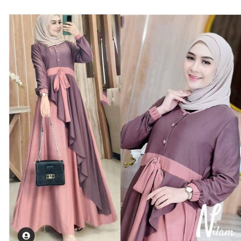 Baju Gamis Wanita Syar'i asdf Muslim Dewasa Gamis Wanita Sultan Modis Lebaran 2021 Terbaru Nilam