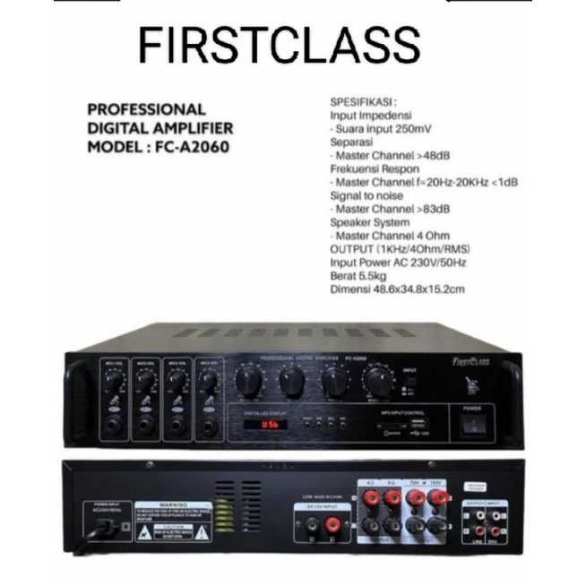 Amplifier Firstclass FC- A2060 Bluetooth Ampli Toa Masjid Musholla Original