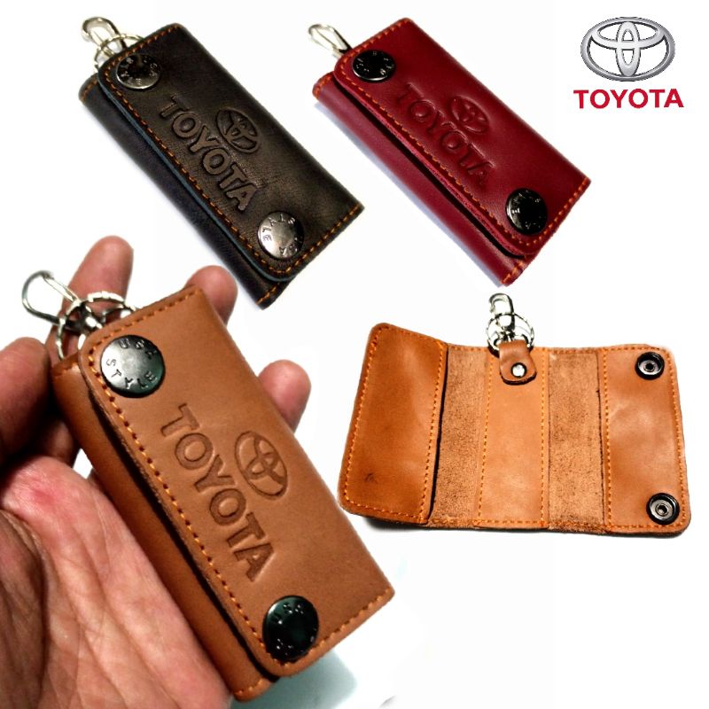gantungan kunci mobil dan STNK Toyota kulit asli lipat 3