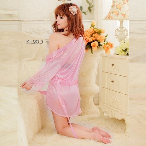 [PRODUK TERLARIS] BAJU TIDUR SEXY LINGERIE SEKSI BAJU TIDUR KIMONO PINK KL20D