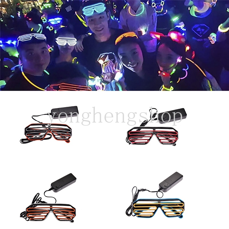 Kacamata Dengan Lampu Neon Led Luminous Glow In The Dark Untuk Festival / Bar / Pesta Ulang Tahun / Cosplay