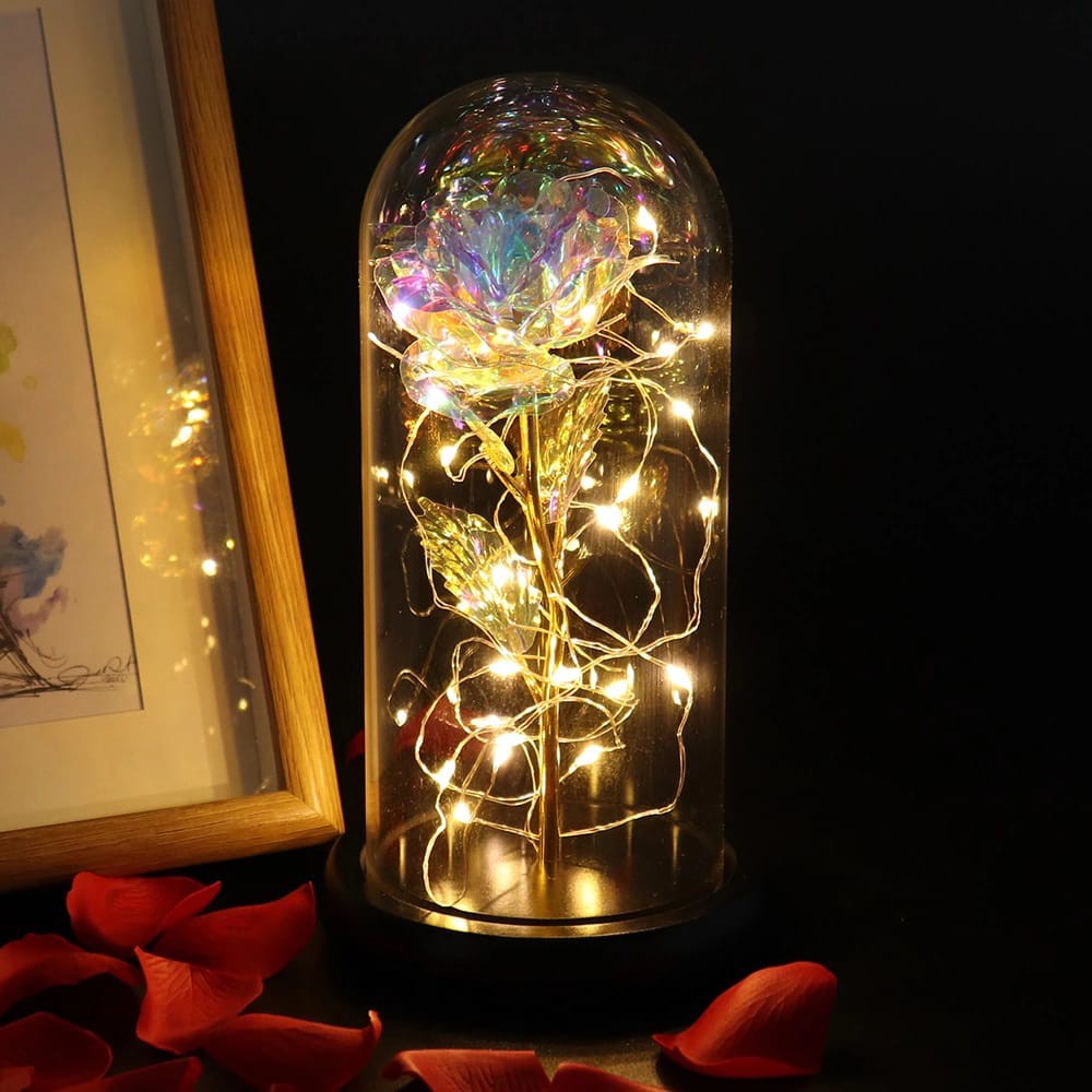 MPro Lampu LED Bunga Mawar Dekorasi Beauty And The Beast Rose | Pajangan Kado Hiasan Ruangan Ka