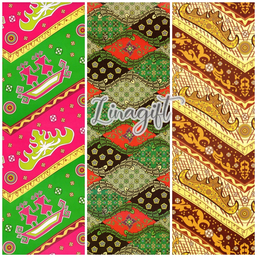 ( 5 Lembar ) BATIK WARNA KIKY - KERTAS KADO - GIFT WRAPPING PAPER BATIK SUMATRA / BALI / JAWA / WARNA WARNI