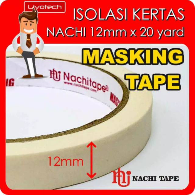 

Masking tape Isolasi kertas 1/2 inch lakban kertas 12mm Nachi