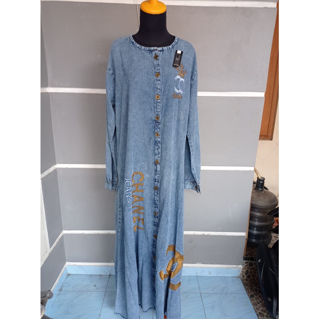 [NEW] Gamis Cantik Jeans ld120 cm | Gamis jins wanita | Dress jens jumbo | Baju gamis jeans A