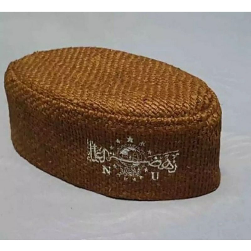Peci Goni Coklat NU Bordir Putih/ Peci NU Bordir Putih