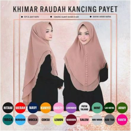 KEKINIAN  KHIMAR RAUDAH 2 LAYER KANCING