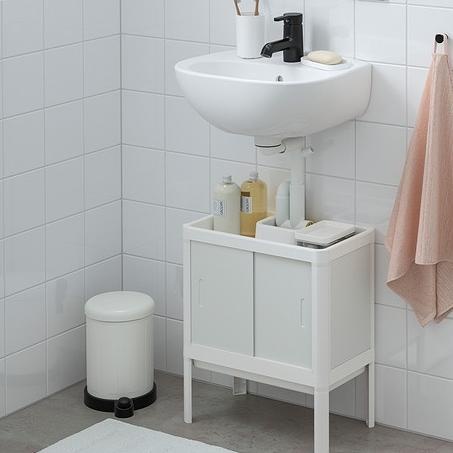 Spesial Hemat LILLTJARN Kabinet dasar wasatafel dengan 2 pintu, putih, 44x50x25 cm