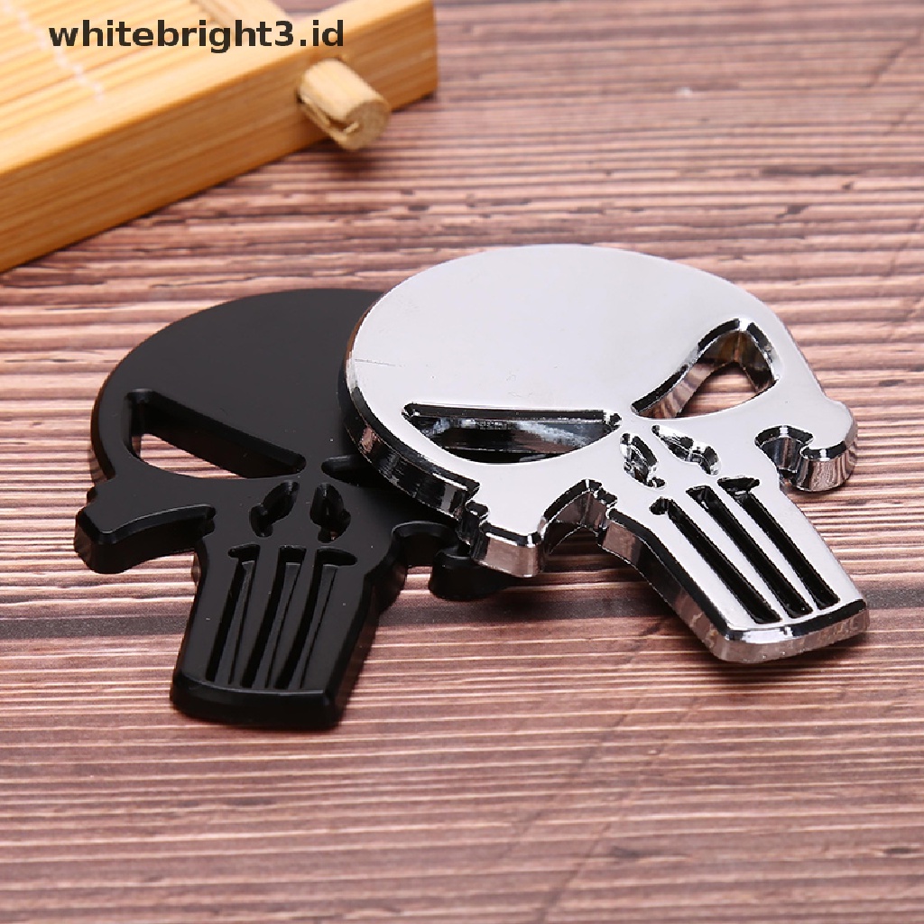 (whitebright3.id) Stiker Emblem Tengkorak 3D Bahan Metal Untuk Dekorasi Mobil