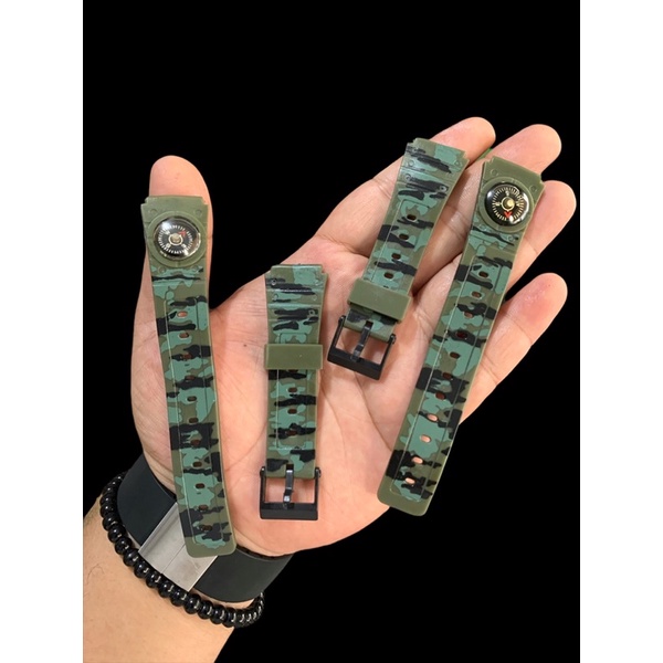 Strap Tali jam tangan Karet kompas loreng Hijau 18MM