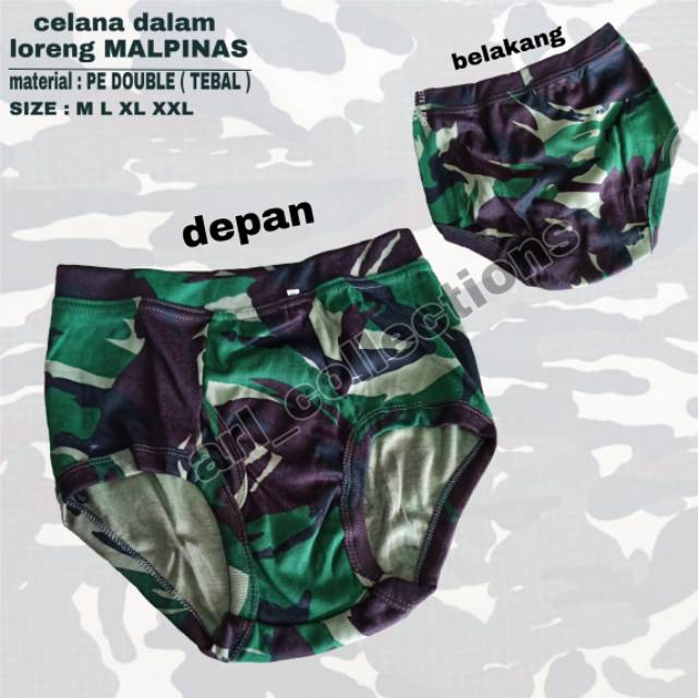 Celana dalam loreng MALVINAS TNI/celana dalam army/slempak/CD loreng army