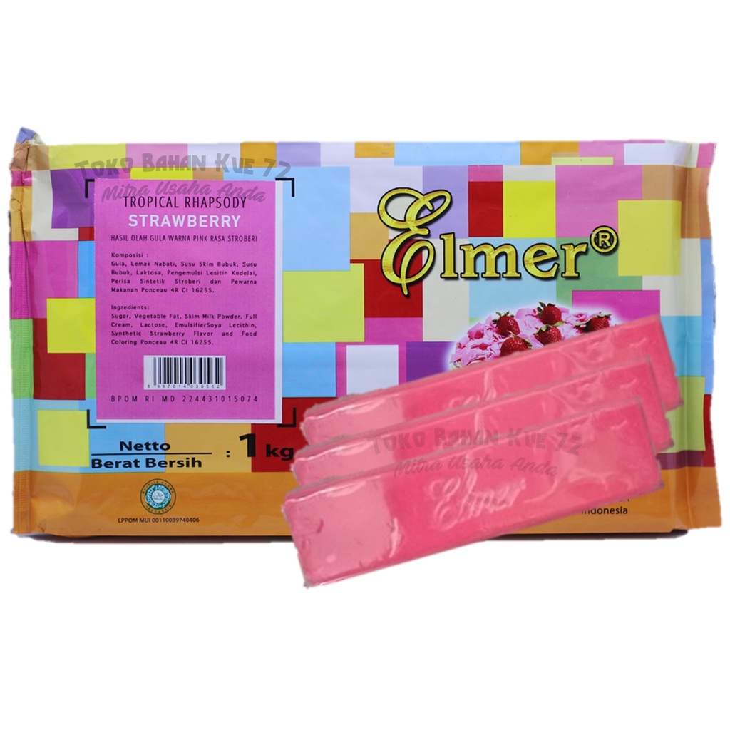 

[1batang] Elmer Cokelat Compound Strawberry 165gr (dari kemasan 1kg) Chocolate Compound Tropical Rhapsody Rasa Stroberi