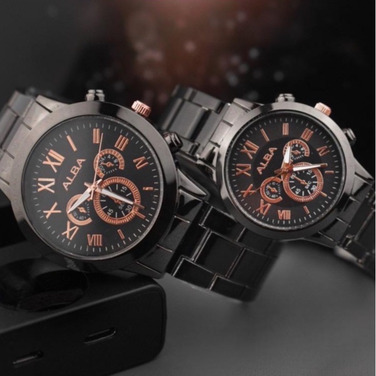 [ZS] COD JAM TANGAN COPLE/PRIA/WANITA ALBA ROMAWI RANTAI STEEL TERBARU 2022 AB-18 Watch Wotch Wtch J