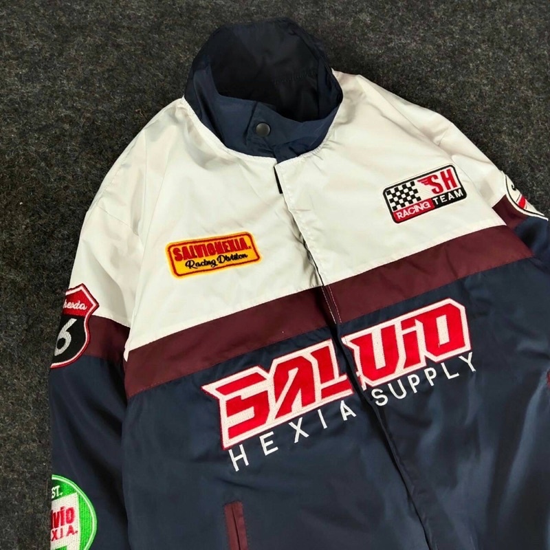 Jaket Nascar Slvhx Racing Team Jaket Salvio Hexia Jaket Parasut Salviohexia Jaket Pria White Petro