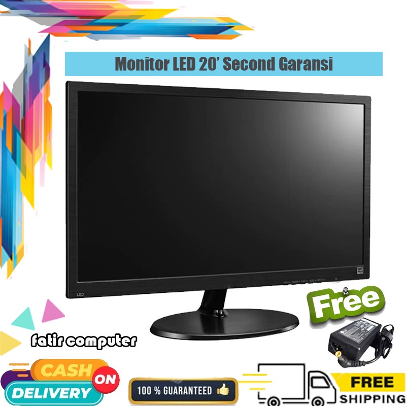 LED LCD Monitor PC Komputer Dekstop CCTV 20 inch Merek Campur Normal no minus Garansi Free Kabel Power