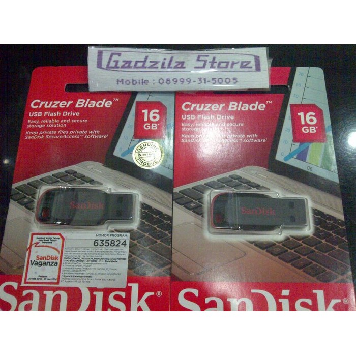 USB Flashdisk SanDisk 16GB - FD 16 GB Cruzer Blade ORIGINAL Resmi