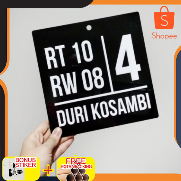 

nomor rumah acrylic TIMBUL & STIKER CUTING 30X30 cm - dasar putih STIKER CUTING Keren